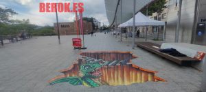 3d suelo anamorfosis ilusion optica sant Jordi Terrassa Sant Jordi San jorge dragon infantil